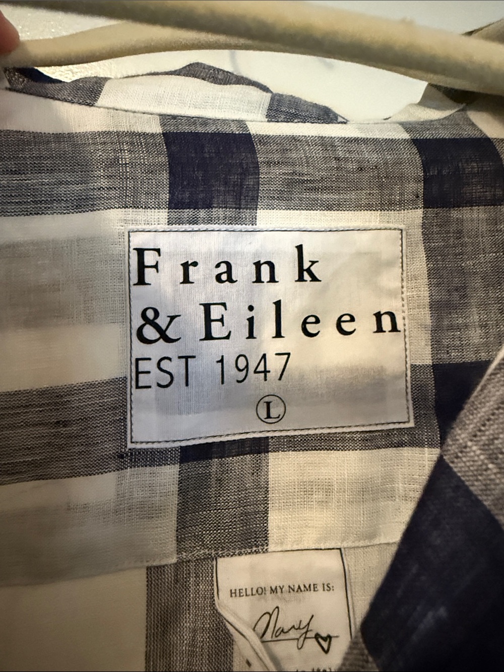 Frank & Eileen Women’s Navy and White Check Button-Up Shirt Dress - Picture 5 of 8